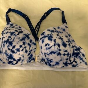 Navy and white razorback push-up bra.  Cacique 44B.